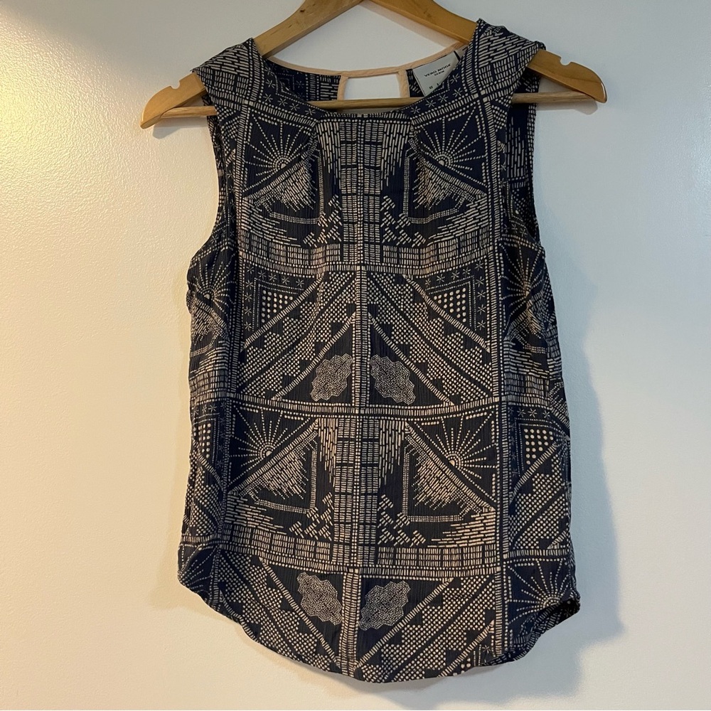 Vero Moda Navy and Beige Patterned Tank Top